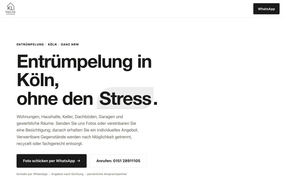 Startseite von KayLing Entrümpelung